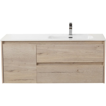База под раковину подвесная BELBAGNO KRAFT-1200-2C-1A-SO-RGB-R с двумя выкатными ящиками и одной распашной дверцей, правосторонняя, RovereGalifaxBianco, 1200x460x500
